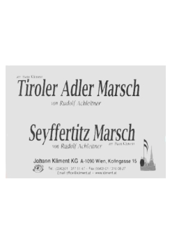 Musiknoten Seyffertitz Marsch/Tiroler Adler, Achleitner/Kliment
