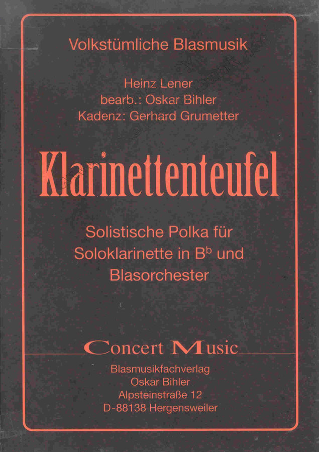 Musiknoten Klarinettenteufel, Lener/Bihler