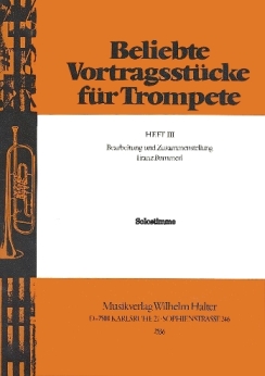 Musiknoten Beliebte Vortragsstücke für Trompete, Heft 3, Solostimme (1.Stimme)