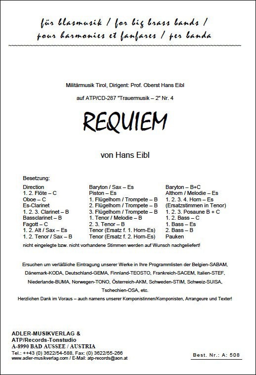Musiknoten Requiem, Hans Eibl