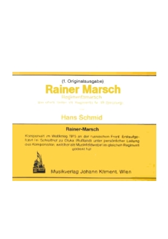Musiknoten Rainer Marsch, Hans Schmid - (Originalausgabe) - Nicht mehr lieferbar -