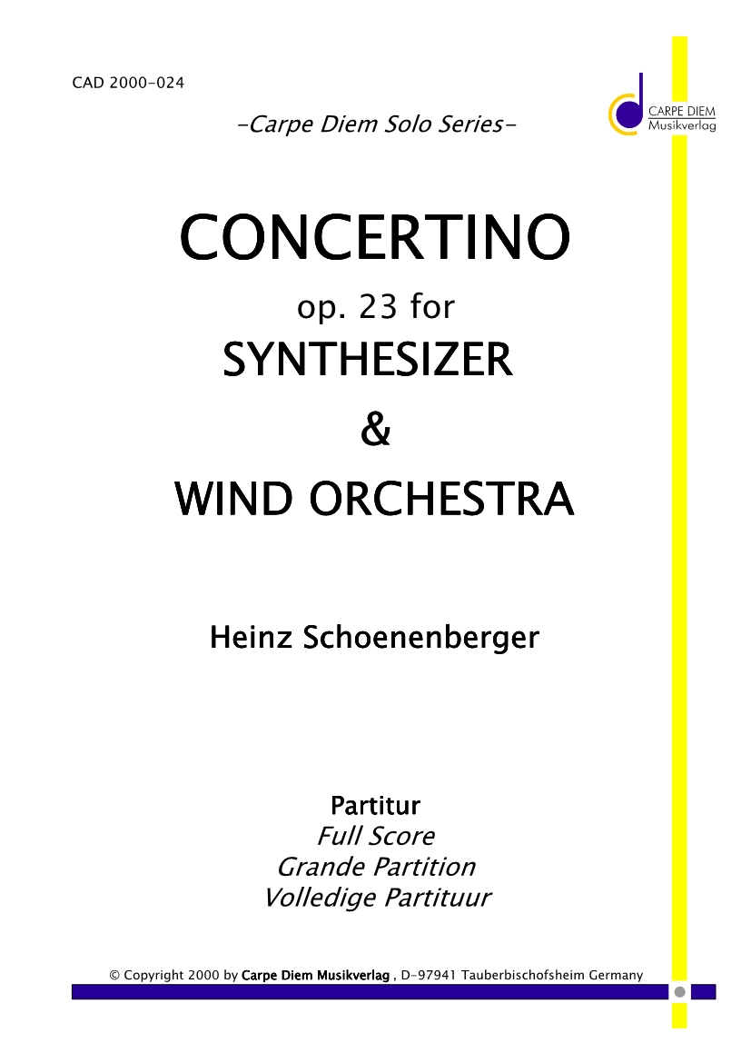Musiknoten Concertino für Synthesizer, Heinz Schoenenberger