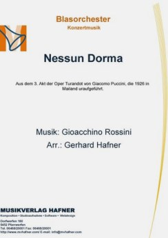 Musiknoten Nessun Dorma, Gioacchino Rossini /Gerhard Hafner
