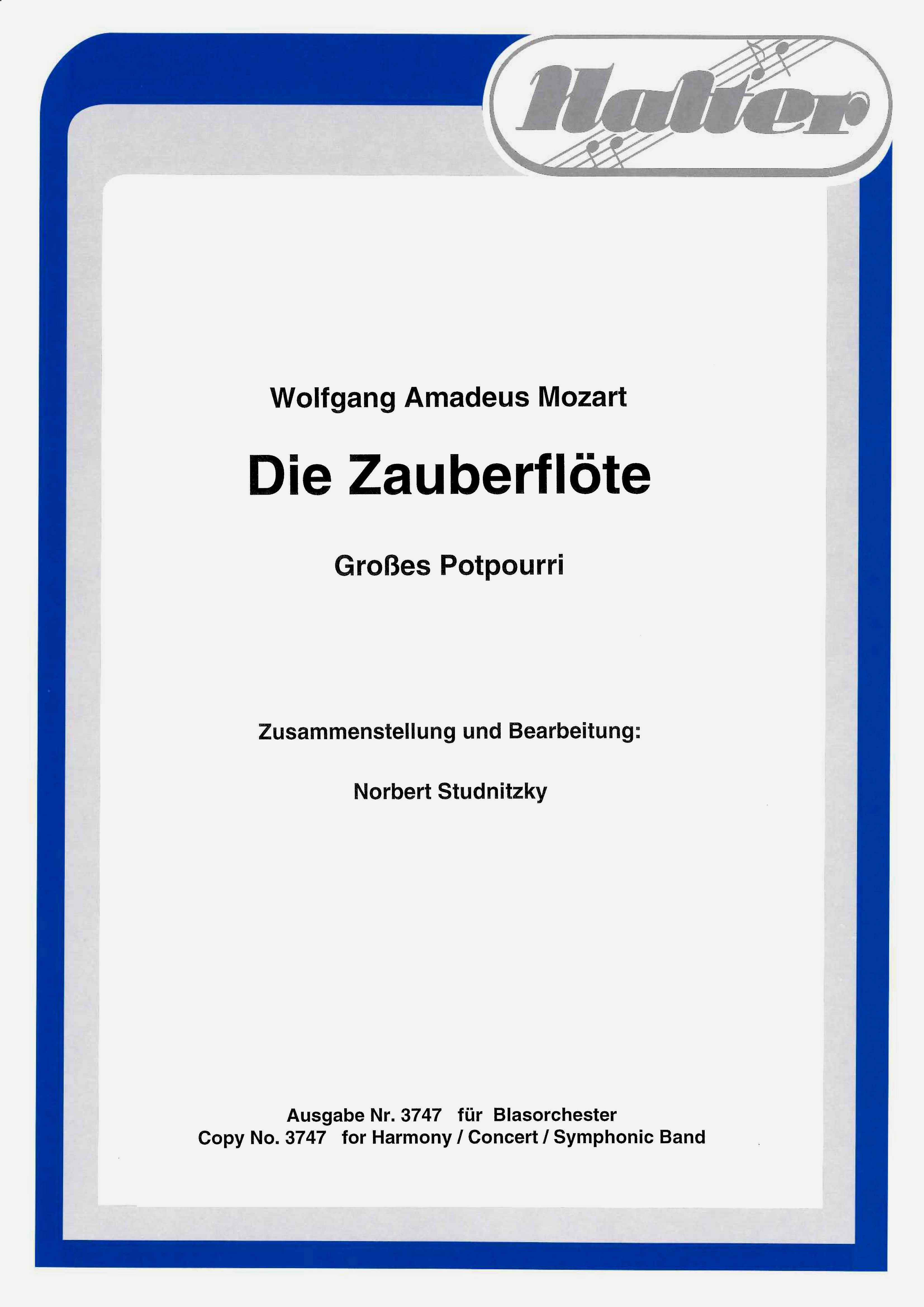 Musiknoten Die Zauberflöte, W.A.Mozart/Studnitzky