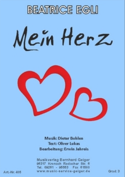 Musiknoten Mein Herz, Beatrice Egli/Erwin Jahreis