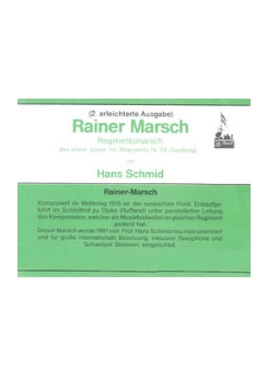Musiknoten Rainer Marsch, Hans Schmid - (erleichterte Ausgabe) - Nicht mehr lieferbar -