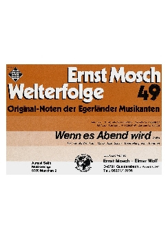 Musiknoten Wenn es Abend wird, Josef Silhan/Bummerl
