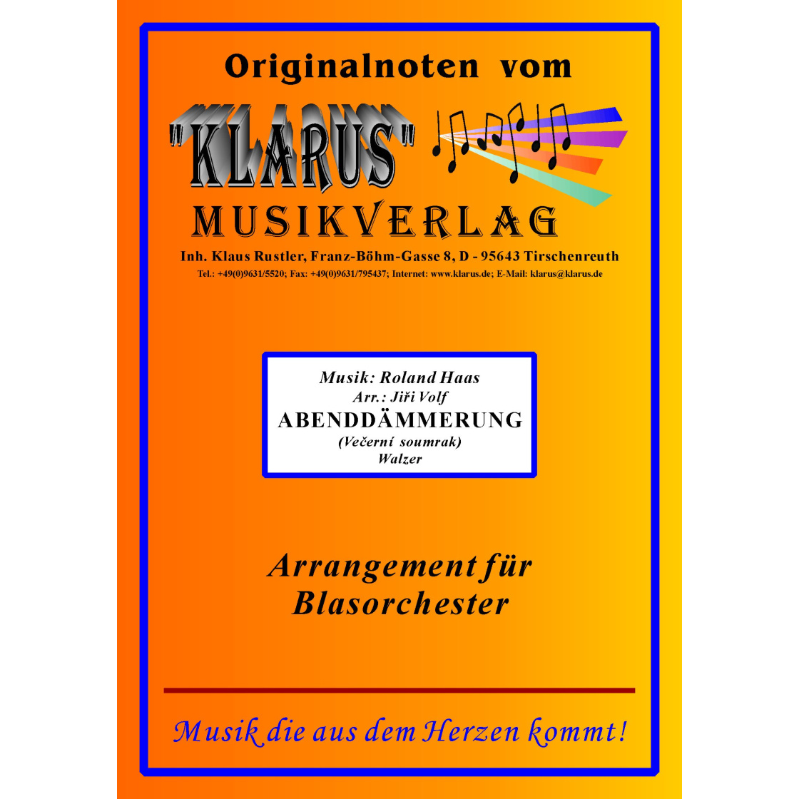 Musiknoten Abenddämmerung (Vecerni soumrak), Roland Haas/J.Volf