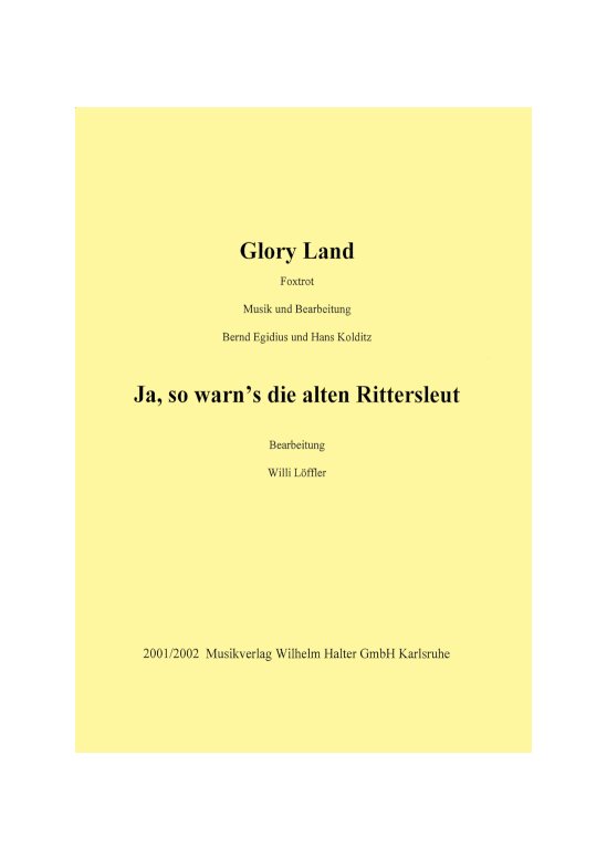 Musiknoten Glory Land, Egidius/Kolditz