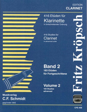 Musiknoten 416 Etüden für Klarinette, Kröpsch, II (183 Etüden für Fortgeschrittene)