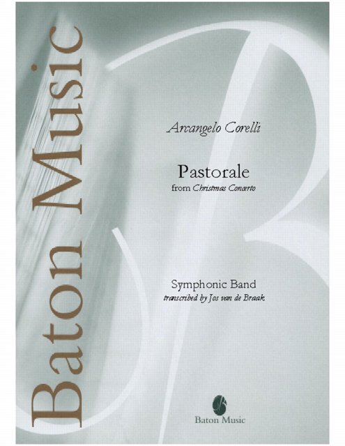 Musiknoten Pastorale from the Christmas Concerto, Arcangelo Corelli/Jos van de Braak
