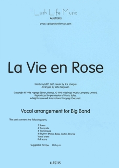 Musiknoten La Vie En Rose, Edith Piaf/R.S. Louiguy