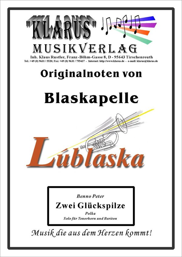 Musiknoten Zwei Glückspilze - Solo für Tenorhorn Bariton, Benno Peter