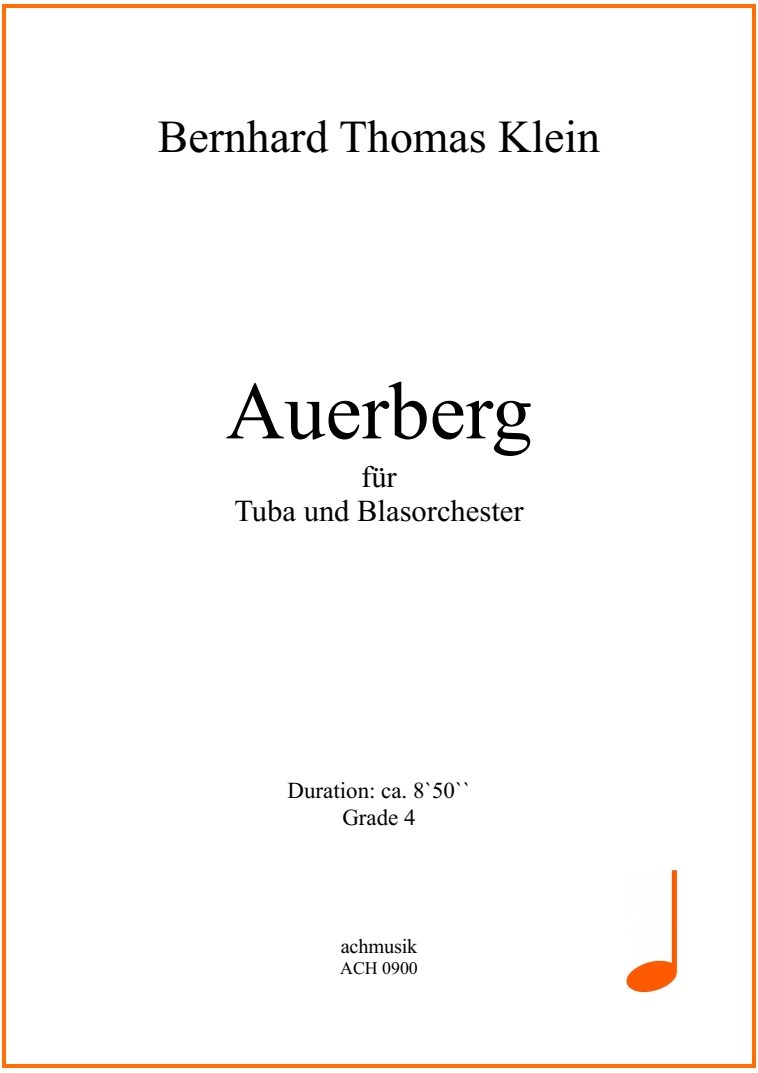 Musiknoten Auerberg für Tuba und Blasorchester, Bernhard Klein