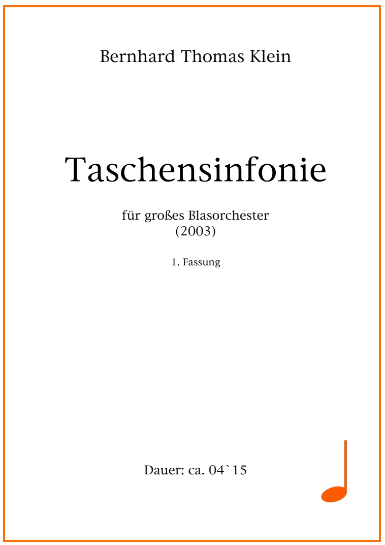 Musiknoten Taschensinfonie, Bernhard Klein