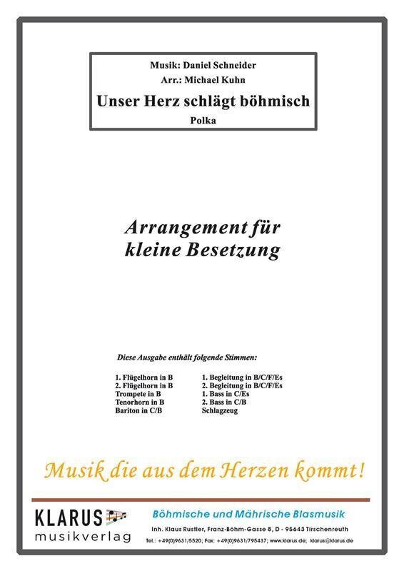 Musiknoten Unser Herz schlägt böhmisch - Kleine Besetzung, D. Schneider/Michael Kuhn