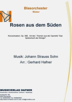 Musiknoten Rosen aus dem Süden, Johann Strauss Sohn /Gerhard Hafner