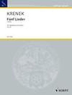 Musiknoten Fünf Lieder, Krenek opus 82, Singstimme und Klavier