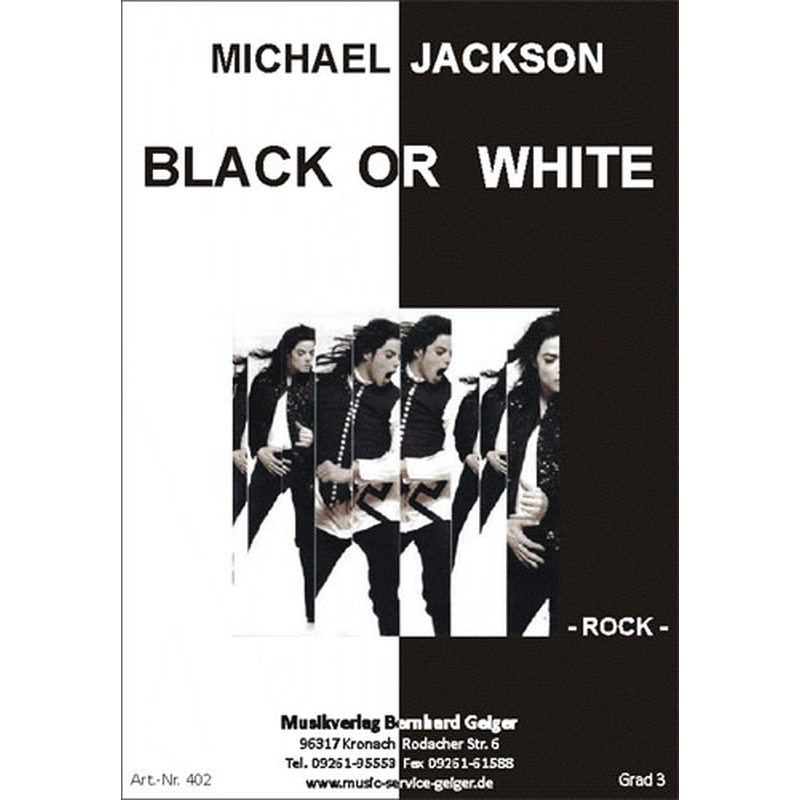 Musiknoten Black or White, Jackson/Jahreis