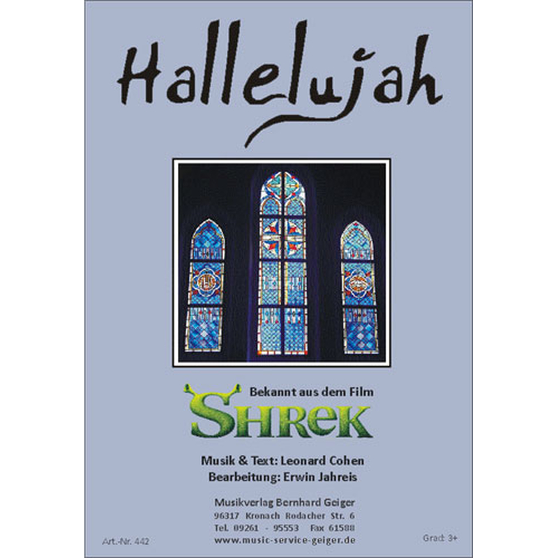 Musiknoten Hallelujah - Shrek/Leonard Cohen/Jahreis