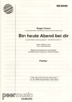 Musiknoten Bin heute Abend bei dir, Cicero/Krajenski - nicht mehr lieferbar - Musiknoten Bin heute Abend bei dir, Cicero/Krajenski - nicht mehr lieferbar -