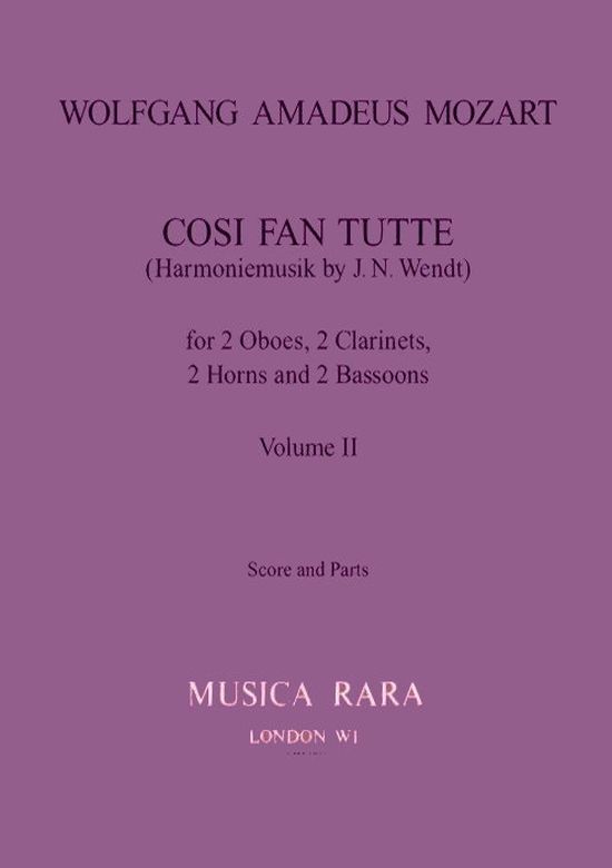 Musiknoten Cosi Fan Tutte, Mozart/Wendt - Vol. 2