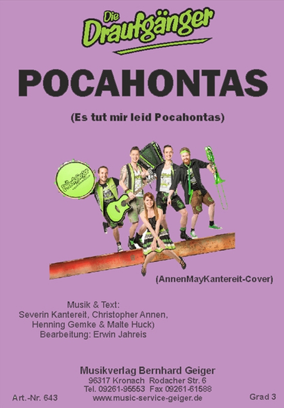 Musiknoten Pocahontas - Die Draufgänger/Erwin Jahreis