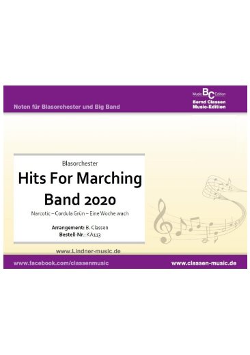 Musiknoten Hits For Marching Band 2020, Diverse/Bernd Classen