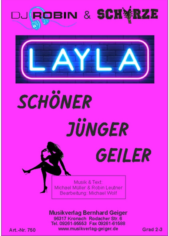 Musiknoten Layla Blasorchester, M. Müller/M. Wolf