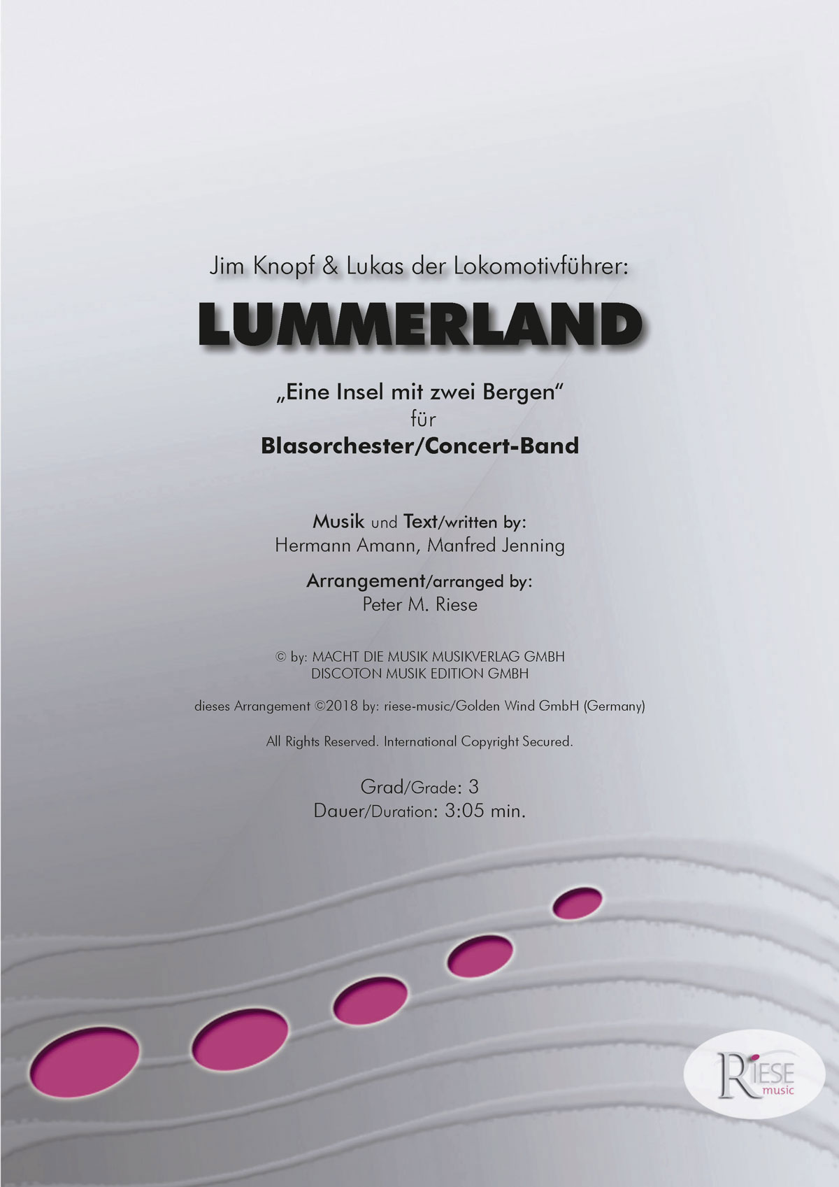 Musiknoten Lummerland, Amann/Jenning, P. Riese